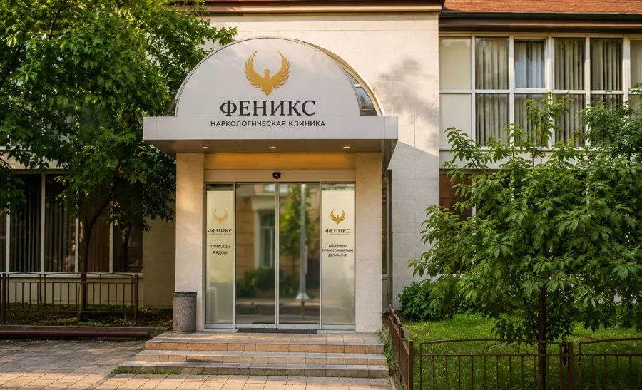 Вход в наркологическую клинику «Феникс» в Волхове